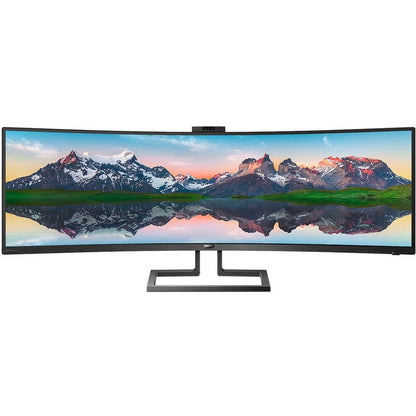 Moniteur LCD incurvé Philips Brilliance 499P9H 49" avec webcam Dual Quad HD (DQHD) - 32:9 - Noir texturé 499P9H