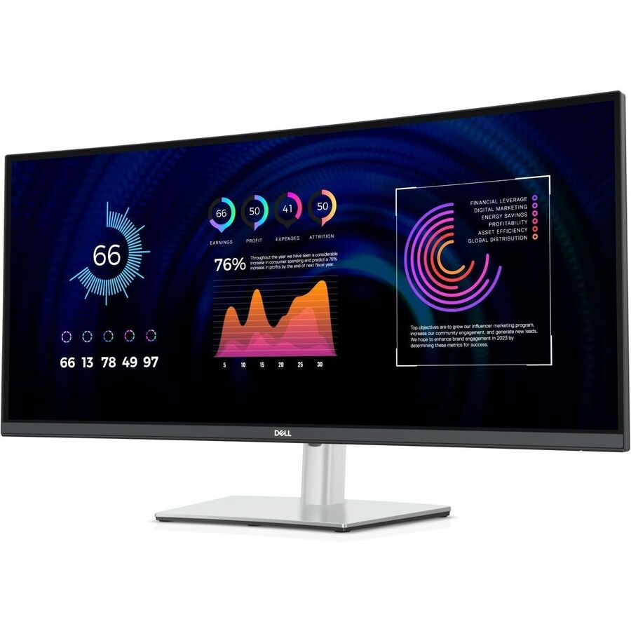 Dell P3424WE 34" Class UW-QHD Curved Screen LED Monitor - 21:9 - Black, Silver DELL-P3424WE