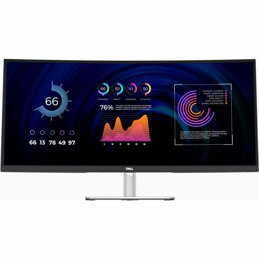 Dell P3424WE 34" Class UW-QHD Curved Screen LED Monitor - 21:9 - Black, Silver DELL-P3424WE