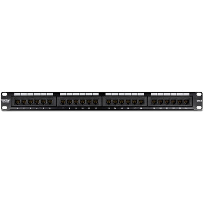 TRENDnet 24-Port Cat6A Shielded 1U Patch Panel, 19" 1U Rackmount Housing, Compatible With Cat5e, Cat6, And Cat6A Cabling, Ethernet Cable Management, Color Coded Labeling, Black, TC-P24C6AS TC-P24C6