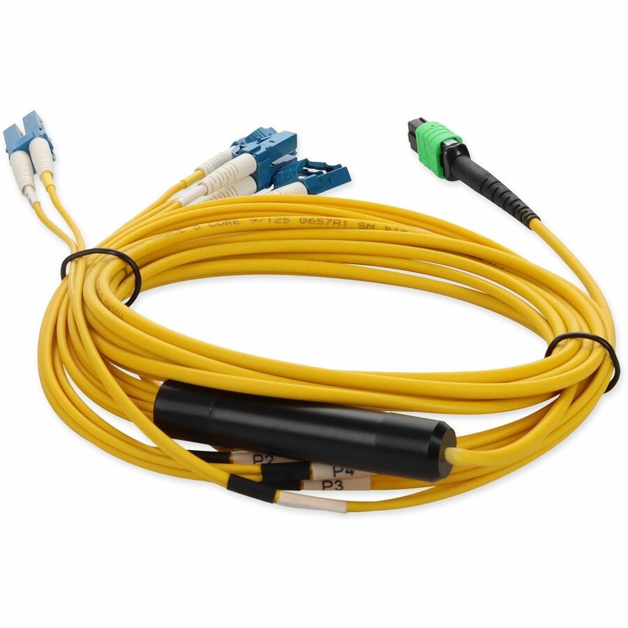 AddOn 3m MPO to 4xLC Duplex Fanout SMF Yellow Patch Cable For Juniper MTP-4LC-S3M-AO