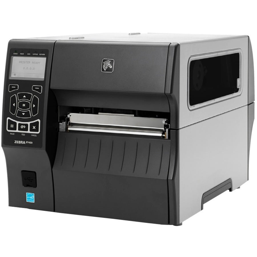 Zebra ZT420 Desktop Direct Thermal/Thermal Transfer Printer - Monochrome - Label Print - Fast Ethernet - USB - Serial - Bluetooth - US ZT42062-T010000Z