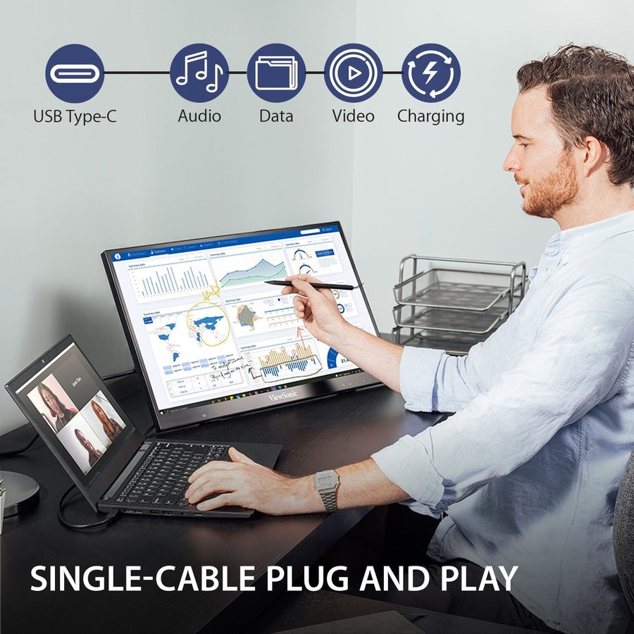 ViewSonic ID2456 24 Inch Touch Display Tablet with Active Stylus, Advanced Ergonomics and USB C for Digital Writing, Graphics Drawing, Remote Teaching, Distance Learning ID2456