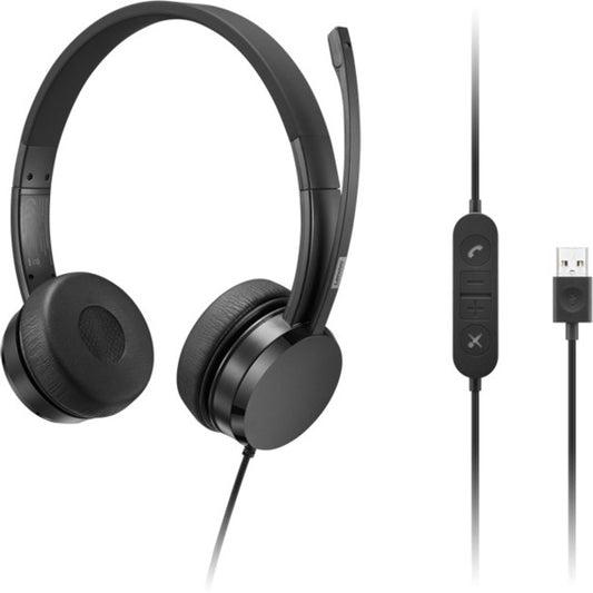 Casque stéréo filaire Lenovo USB-A supra-auriculaire (avec boîtier de commande) 4XD1K18260