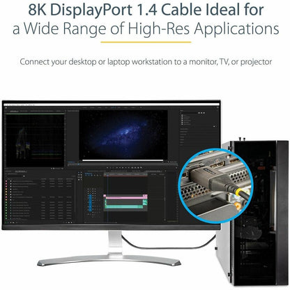 StarTech.com 1ft (30cm) DisplayPort 1.4 Cable, 8K 60Hz HDR10, UHD 4K 120Hz Video, DP to DP Monitor Cord, DP 1.4 Cable, M/M DP14VMM1F