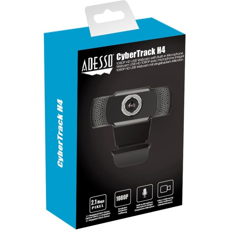 Adesso CyberTrack CyberTrack H4 Webcam - 2.1 Megapixel - 30 fps - Black - USB 2.0 CYBERTRACKH4