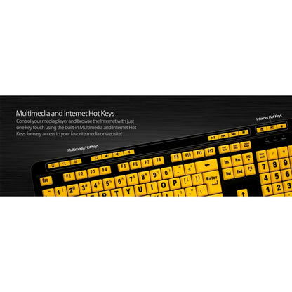 Adesso Luminous 4X Large Print Multimedia Desktop Keyboard AKB-132UY