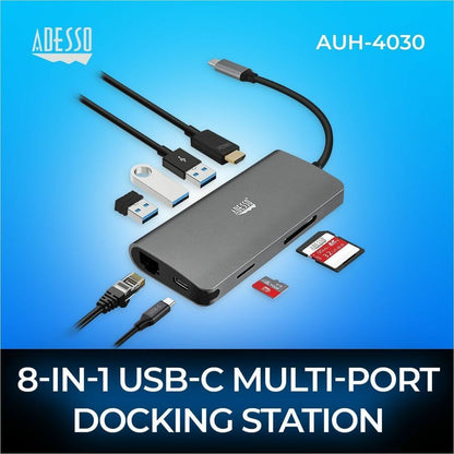 Station d'accueil multiport USB-C 8 en 1 Adesso (conforme TAA) AUH-4030