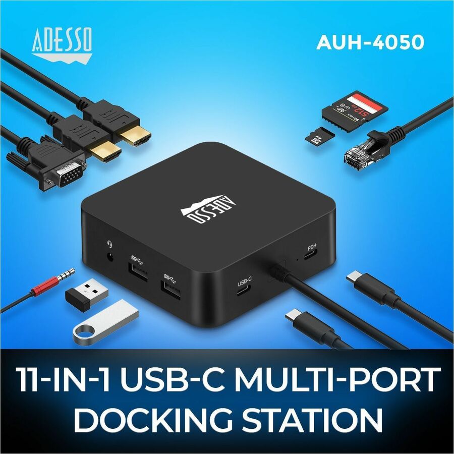 Adesso 11 in USB-C Multiport Docking Station(TAA Compliant) AUH-4050