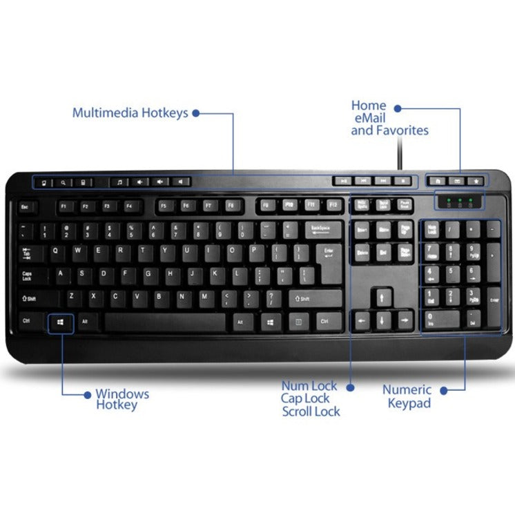 Adesso Antimicrobial Multimedia Desktop Keyboard and Mouse AKB-132CB-FR