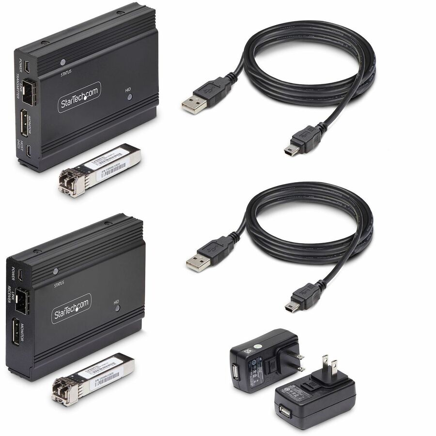 StarTech.com DisplayPort KVM Extender over Fiber Optic, 4K 60Hz, Console Extender Kit, Up to 984ft/300m (Multi-mode), 2x 10G SFP+ Modules FD121-KVM-EXTENDER