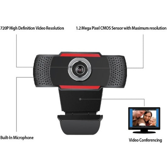 Adesso CyberTrack CyberTrack H3 Webcam - 1.3 Megapixel - 30 fps - Black, Red - USB 2.0 CYBERTRACKH3