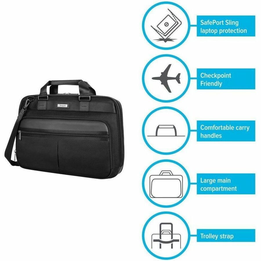 Targus Mobile Elite TBT045US Carrying Case (Briefcase) for 15" to 16" Notebook - Black - TAA Compliant TBT045US