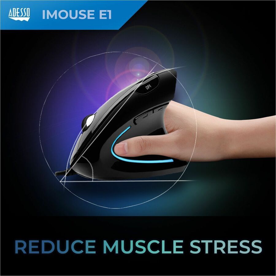 Adesso iMouse E1 Vertical Ergonomic Illuminated Mouse IMOUSE E1