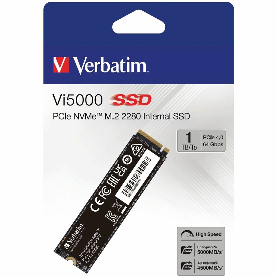 Disque SSD Verbatim Vi5000 1 Go - M.2 2280 interne - PCI Express NVMe (PCI Express NVMe 4.0) 31826