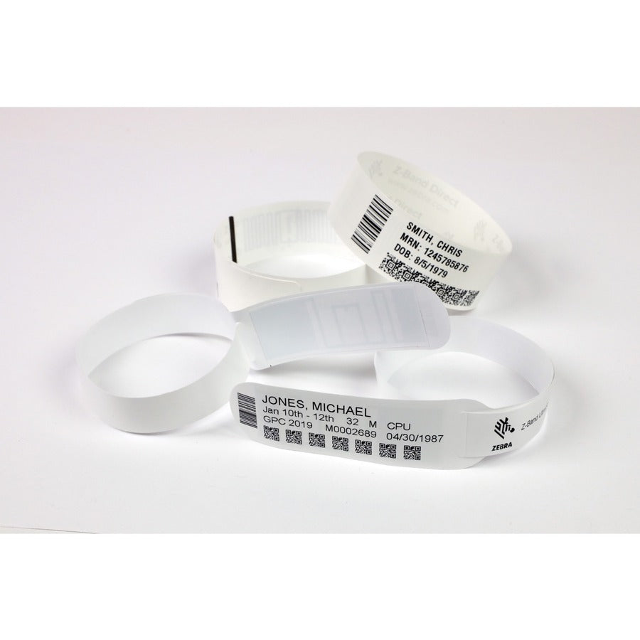 Zebra Wristband Polypropylene 1.25 x 11in Direct Thermal Zebra Z-Band Direct 1 in core 10006647