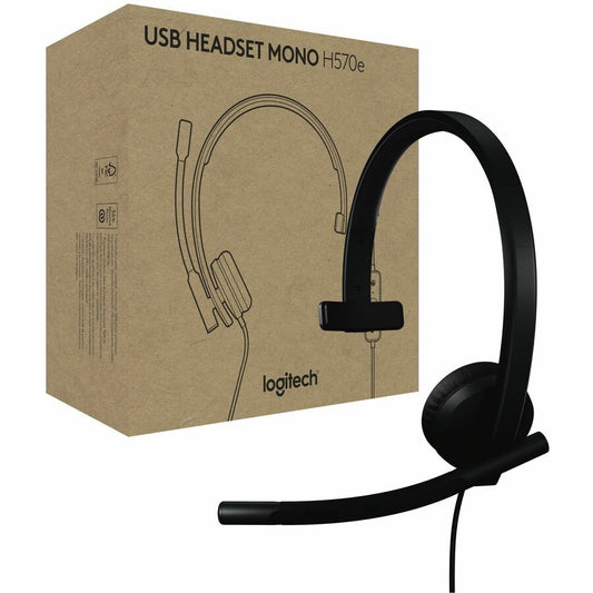 Logitech H570e USB Wired Mono Headset, USB-A, Noise-Canceling Mics, Inline Controls, Certified for Microsoft Teams, Black 981-001424