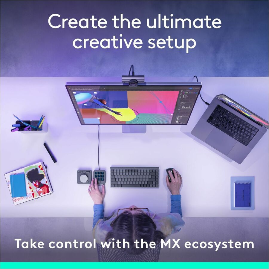 Logitech MX Creative Console, Programmable Keypad With 9 Customizable LCD Keys and Control Dial for Graphic Design, Video Editing, Photography, use with Adobe, Zoom, Spotify and more (Graphite) 920-012660