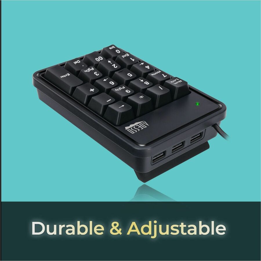 Adesso 19-Key Mechanical Keypad with 3-Port USB Hub AKB-600HB