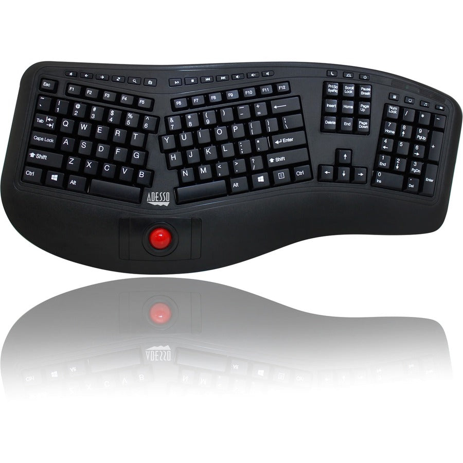 Adesso 2.4 GHz Wireless Ergonomic Trackball Keyboard WKB-3500UB