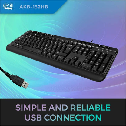 Adesso Multimedia Desktop Keyboard with 3-Port USB Hub AKB-132HB