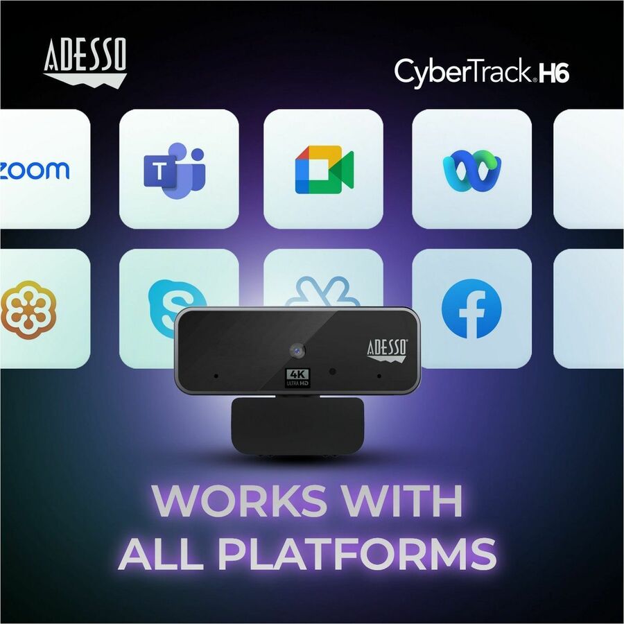 Adesso CyberTrack CyberTrack H6 Webcam - 8 Megapixel - 30 fps - Black - USB 2.0 CYBERTRACK H6