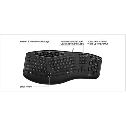 Adesso TruForm Ergonomic Desktop Keyboard AKB-160UB