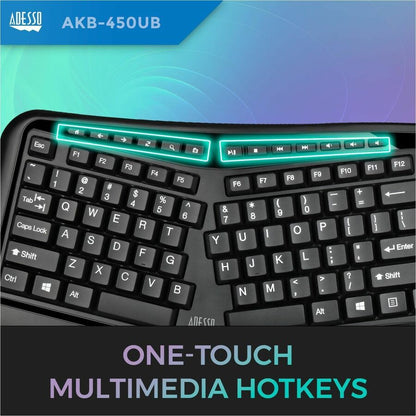 Adesso Tru-Form Ergonomic Touchpad Keyboard AKB-450UB