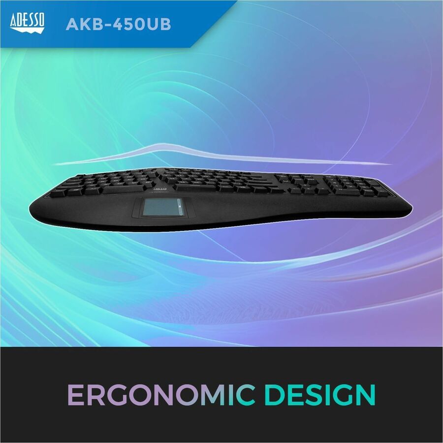 Adesso Tru-Form Ergonomic Touchpad Keyboard AKB-450UB