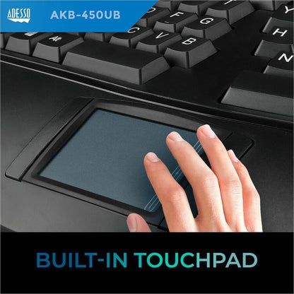 Adesso Tru-Form Ergonomic Touchpad Keyboard AKB-450UB