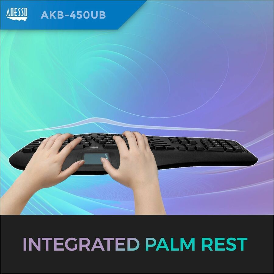 Adesso Tru-Form Ergonomic Touchpad Keyboard AKB-450UB