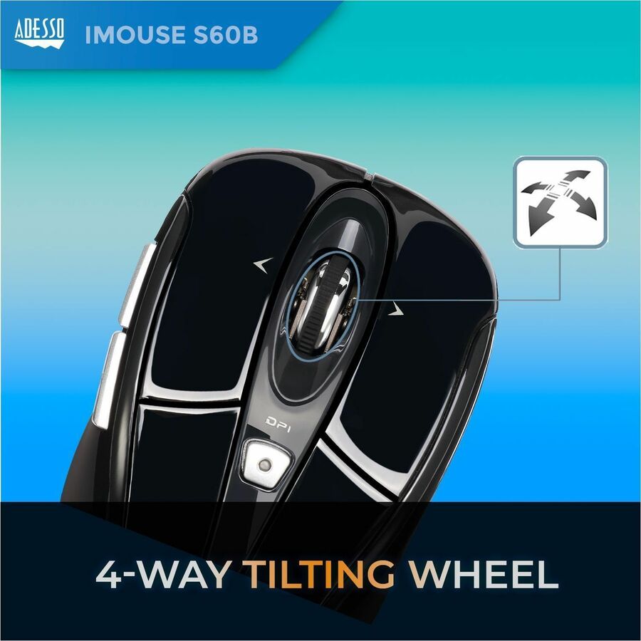 Adesso iMouse S60B - 2.4 GHz Wireless Programmable Nano Mouse IMOUSES60B