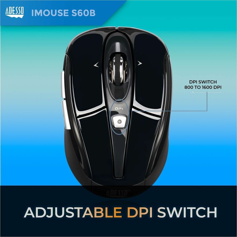 Adesso iMouse S60B - 2.4 GHz Wireless Programmable Nano Mouse IMOUSES60B