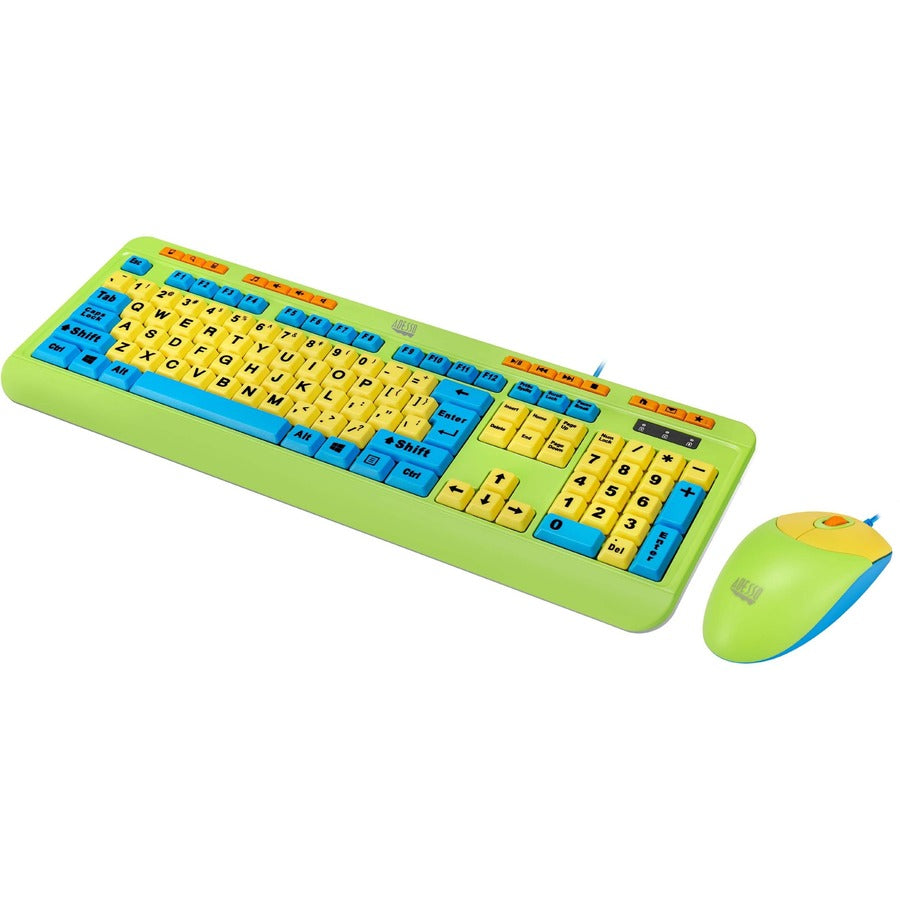 Adesso Antimicrobial Wired Kids Keyboard and Mouse Combo AKB-132DB