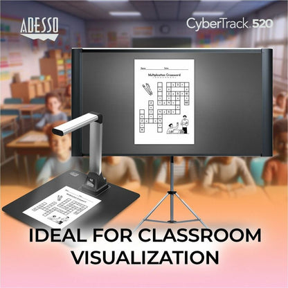 Adesso 5 Megapixel Fixed-Focus A4 Document Camera Scanner with OCR Text Recognition CyberTrack 520