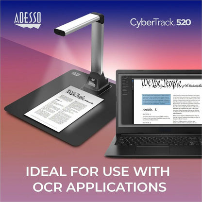 Adesso 5 Megapixel Fixed-Focus A4 Document Camera Scanner with OCR Text Recognition CyberTrack 520