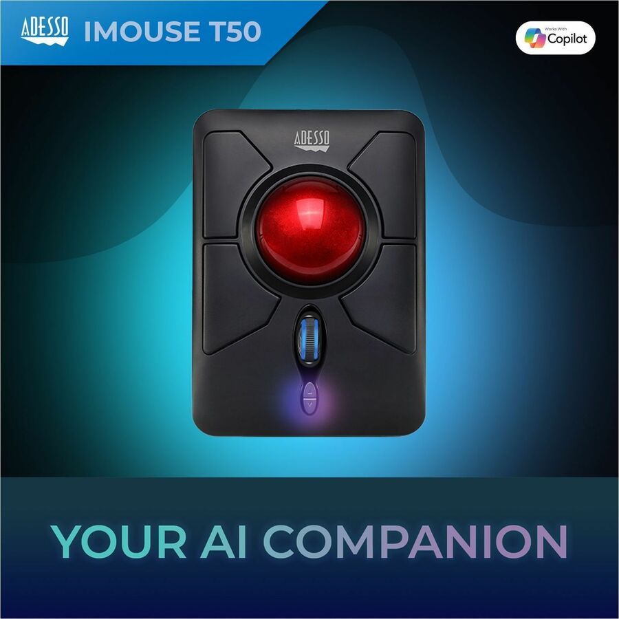 Adesso iMouse T50 - Wireless Programmable Ergonomic Trackball Mouse IMOUSE T50