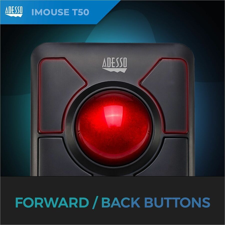 Adesso iMouse T50 - Wireless Programmable Ergonomic Trackball Mouse IMOUSE T50