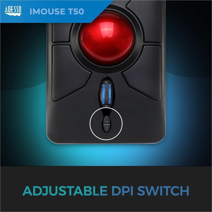 Adesso iMouse T50 - Wireless Programmable Ergonomic Trackball Mouse IMOUSE T50