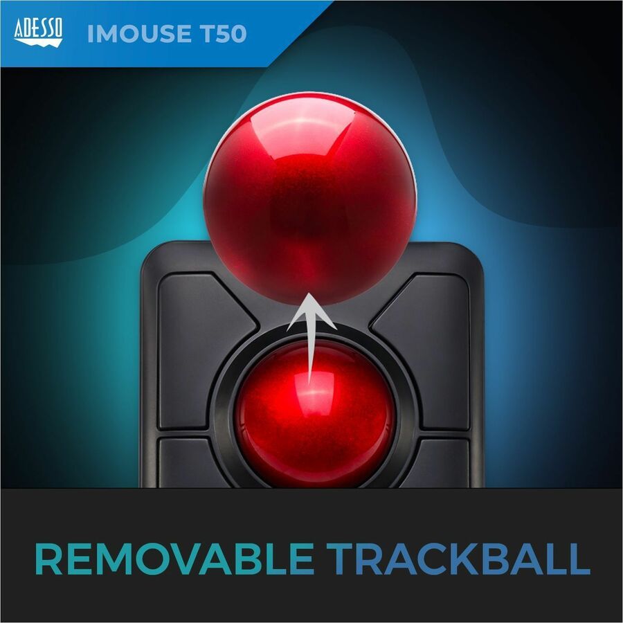 Adesso iMouse T50 - Wireless Programmable Ergonomic Trackball Mouse IMOUSE T50