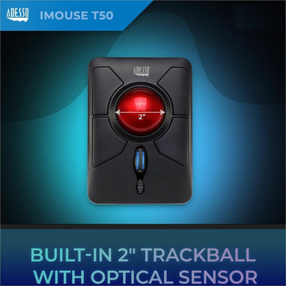 Adesso iMouse T50 - Wireless Programmable Ergonomic Trackball Mouse IMOUSE T50