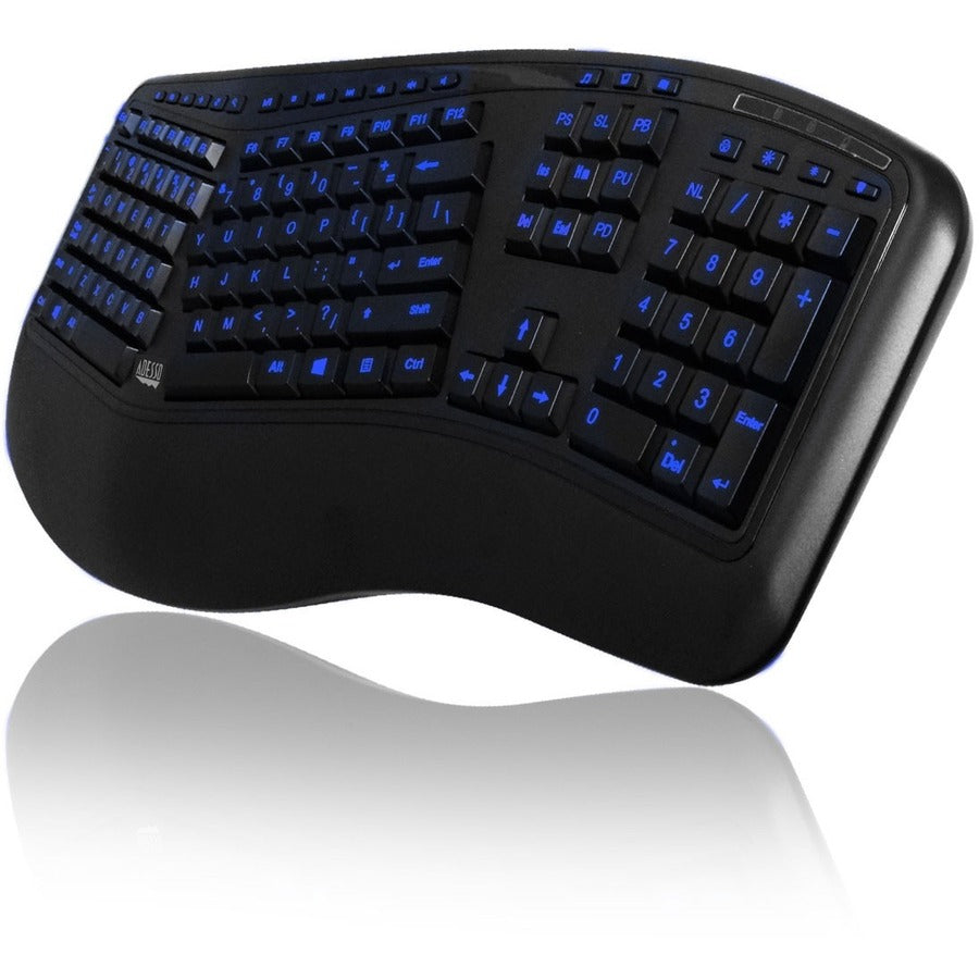 Adesso Color Illuminated Ergonomic Keyboard AKB-150EB