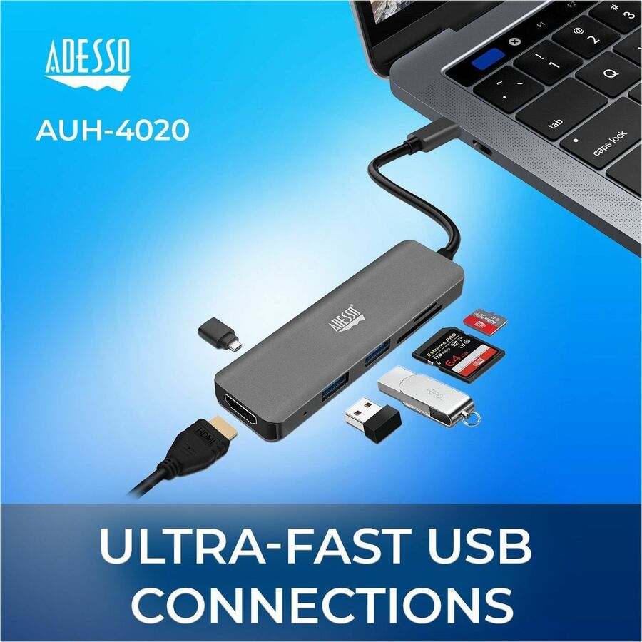 Adesso 6-in-1 USB-C Multi-Port Docking Station (TAA Compliant) AUH-4020