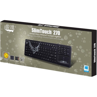 Adesso Antimicrobial Waterproof Touchpad Keyboard AKB-270UB