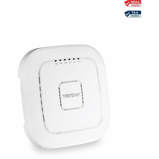 TRENDnet AC2200 Tri-Band PoE+ Indoor Wireless Access Point, 867Mbps WiFi AC + 400Mbps WiFi N Bands, Wave 2 MUMIMO, Client bridge, WDS, AP, WDS Bridge, WDS Station, Repeater Modes, White, TEW-826DAP TEW-826DAP