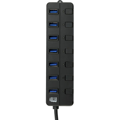 Hub USB 3.0 Adesso à 7 ports avec adaptateur secteur 5 V 2 A AUH-3070P