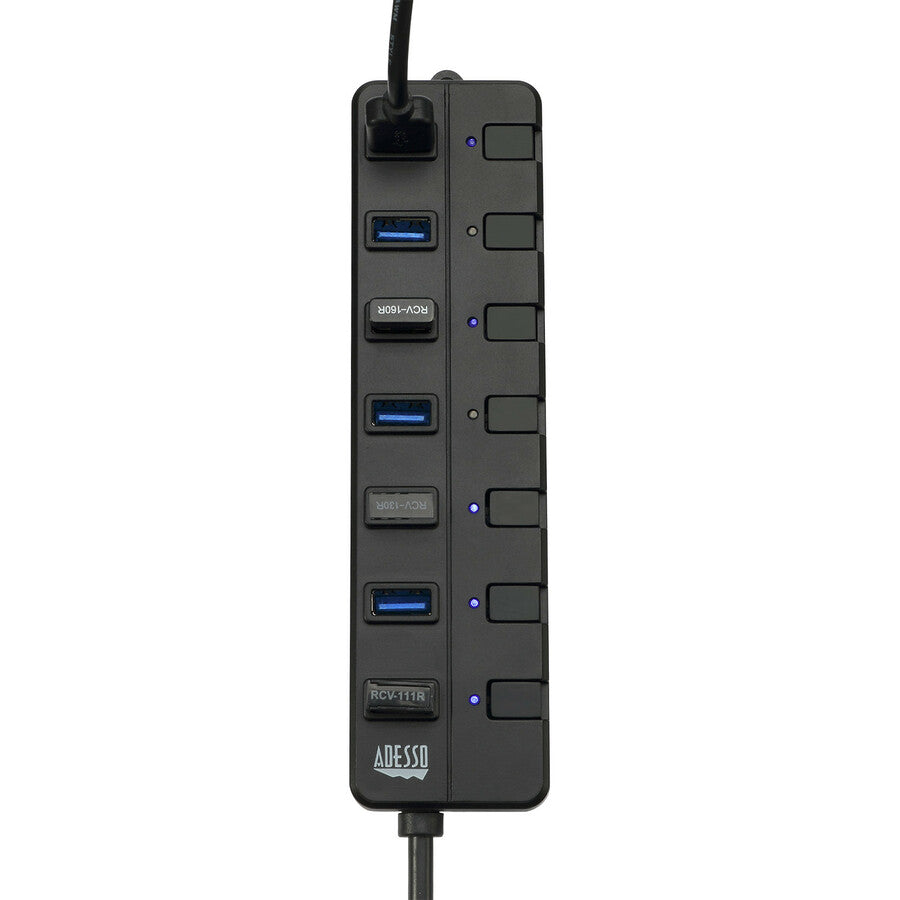 Hub USB 3.0 Adesso à 7 ports avec adaptateur secteur 5 V 2 A AUH-3070P