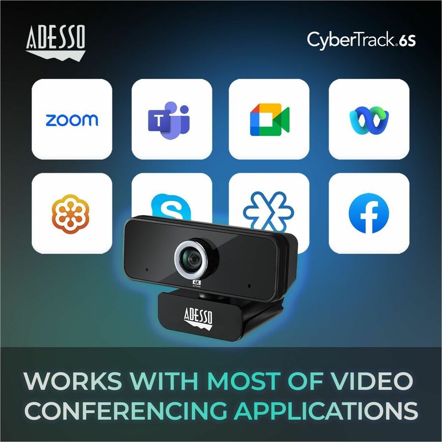 Adesso CyberTrack 6S Webcam - 8 Megapixel - 30 fps - USB 2.0 - TAA Compliant CYBERTRACK 6S