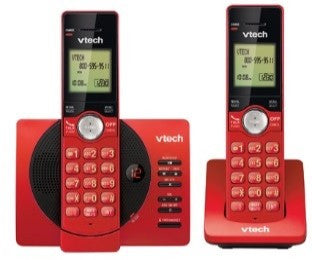 VTECH 2 Handset Cordless Answering System with Caller ID/Call Waiting Red