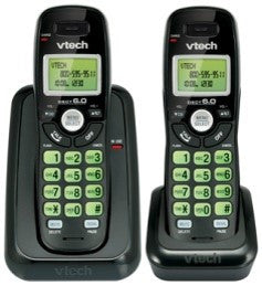 VTECH 2 Handset Cordless Phone with Caller ID/Call Waiting Black